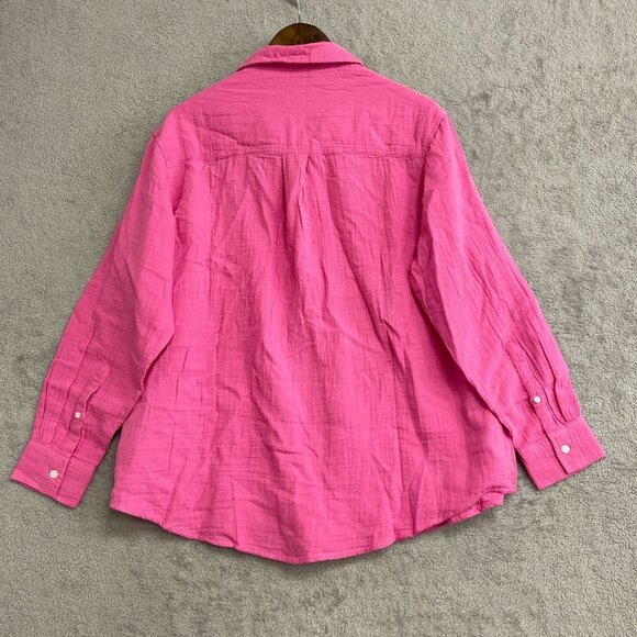 NEW Gap Gauze Women's Size M Pink Button-Down Long-Sleeve Shirt 100% Cotton - Picture 5 of 10